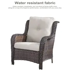 POCASSY 6PCS Patio Furniture Set with Square Fire Pit Table, All Weather Wicker Outdoor Conversation Set with Sofa, Patio Chairs, Firepit and Ottoman