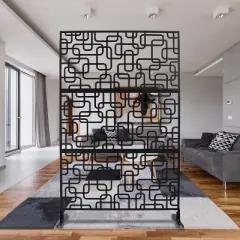 CAVINAS Patio Decorative Screen Freestanding Metal Privacy Panels with Mesh Pattern for Outside and Garden Decor