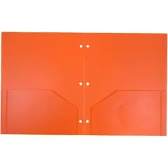 JAM 6pk Heavy Duty 3 Hole Punch 2 Pocket School Presentation Paper Folder Orange