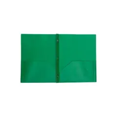 JAM Paper Plastic 2-Pocket Folders with 3 Fasteners Green 6/Pack (382ECGRD)