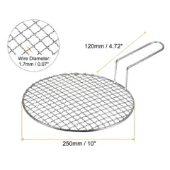 Unique Bargains Stainless Steel Grills Round Barbecue Mesh Outdoor Grill with Handle