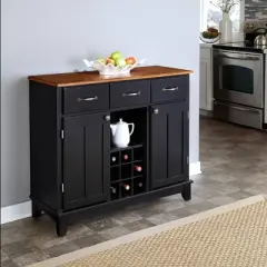 Hutch-Style Buffet Wood/Black/Oak - Home Styles