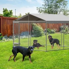 Dog Kennel Outdoor with Waterproof Canopy, Large Dog House with Feeding Doors, Large Dog Kennel Outdoor for Garden Backyard Courtyard