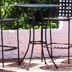 Sunnydaze Elegant Round Wrought Iron Bar Table -30" Diameter x 39.5" H - Black