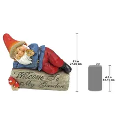 Design Toscano Gideon, the Garden Gnome Welcome Sign Statue