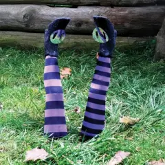 Fun World Witch Legs Yard Stakes Purple/Black Halloween D&eacute;cor