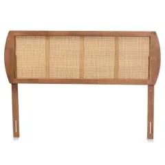 Harris Wood and Synthetic Rattan Headboard Walnut - Baxton Studio