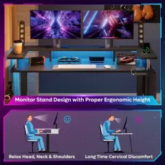 Bestier 58 Inch LED Electric Standing Desk with Monitor Stand