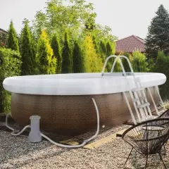 Outsunny 18' x 10' x 3.5' Above Ground Swimming Pool for 1-8 People, Rectangular Steel Frame, Non-Inflatable, Filter Pump