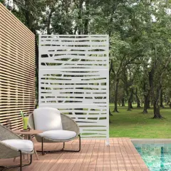 Lirago Metal Outdoor Privacy Screen Freestanding Garden Privacy Screen 72"x47" White