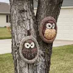 Sunnydaze Outdoor Polyresin Winifred and Wesley the Wise Old Owls Tree Hugger Tree Trunk Garden Sculpture Decoration - 9" - 2pc