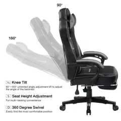 LUCKRACER Gaming Chair with Footrest High Back Computer Desk Chair Office Chair Gray