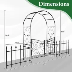 Karl Home 7.2 FT Outdoor Metal Arbor With Gate And Fence