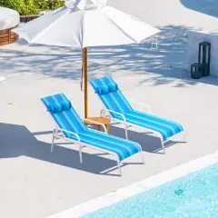 Erommy Patio Chaise Lounges, Set of 2 Outdoor Lounge Chairs with Adjustable Backrest