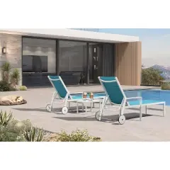 PURPLE LEAF Outdoor Chaise Lounge Set Adjustable Recliner with Side Table Aluminum Outdoor Lounger
