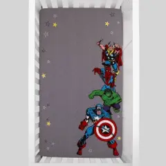 Marvel Comic Photo Op Fitted Crib Sheet - Gray