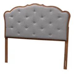 Baxton Studio Baxton Studio Queen Leandra Fabric and Wood Headboard Gray/Walnut Brown