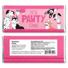 Big Dot of Happiness Pawty Like a Puppy Girl - Candy Bar Wrapper Pink Dog Baby Shower or Birthday Party Favors - Set of 24