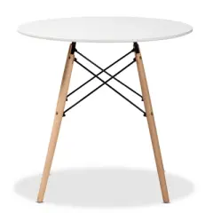 Varen Plastic and Wood Dining Table White/Oak Brown/Black - Baxton Studio