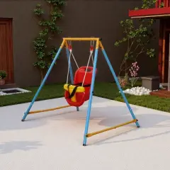 DSVIMOY Baby Toddler Indoor or Outdoor Swing Set with Safety Belt for Backyard, Multicolor, 48.03"*39.76"*44.09"