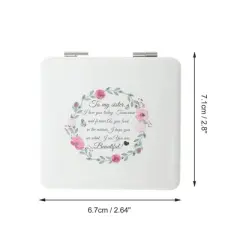 Unique Bargains Women Square Shape Handheld Mirror for Travel White 1 Pc