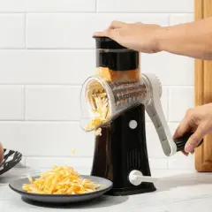 Rotary Cheese Grater with Handle, Manual Cheese Shredder Strong Suction Base. Kitchen Mandoline Vegetable Slicer. Grater for Fruit, Vegetables, Nuts