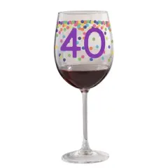 Personalization Mall Confetti Cheers Personalized Birthday Age Wine Glass, 19 oz
