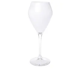 Classic Touch Set of 6 White V-Shaped Wine Glasses with Clear Stem - 15 oz