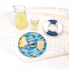 Pavilion Gift Company - Lake - 11.5" Glass Platter with Bowl - Serving Platters