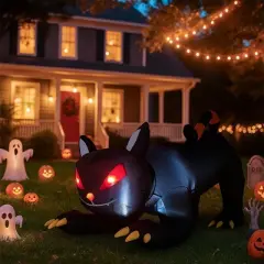 NAYSAYE Inflatable Holiday Decoration Black Cat for Halloween Yard Party Outdoor Display, Black, 78"*61"*52.8"