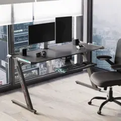 60x23 Gaming Desk with Z Shaped Legs,Black,25.20" D x 61.50'' W x 30.71" H