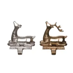 Transpac Resin Metallic Geometric Reindeer Christmas Stocking Holder - Elegant Holiday Decor for Your Home