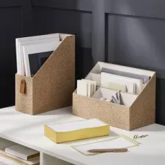 Woven Magazine File Holder Taupe - Threshold&trade;: Desk Organizer, Office Supplies, Document Holder,