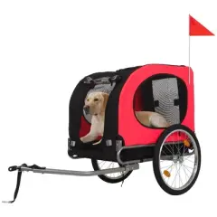 Dog Bike Trailer, Supports up to 88LBS Dog Trailer for Bicycle, Pet Cart Bicycle Carrier with Quick Release Wheel & Easy-Fold Frame, Red