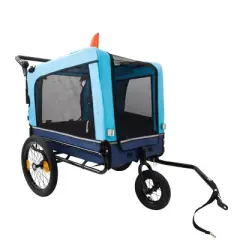 2-in-1 Bike Trailer & Push Cart for Pets - Detachable Bike Hitch & Push Handle Included - All-Terrain Wheels,Non-Slip Floor,Holds Pets Up to 88 lbs