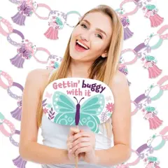 Big Dot of Happiness Beautiful Butterfly - Banner and Photo Booth Decorations - Floral Baby Shower or Birthday Party Supplies Kit - Doterrific Bundle