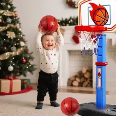 Kids Basketball Hoop Indoor for Toddlers Age 1-3 Adjustable Basketball Hoop Set with 4 Balls & Pump Baby Boys Girls Outdoor Sports Birthday Xmas Gift