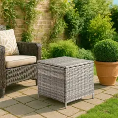 Karl Home Patio Gray Square Wicker Side Table