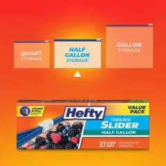 Hefty Half Gallon Freezer Slider Bags - 27ct