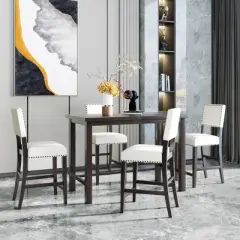 5-Piece Counter Height Dining Set Espresso-ModernLuxe