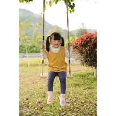 PLAYBERG Wooden Swings with 4 Included Ropes, Tree Swing, Swing Bar, Climbing Rope Ladder and Swing Seat