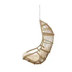 Christopher Knight Home Crumpton Wicker Outdoor Hanging Basket Chair with Cushions Light Brown/Beige
