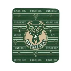 NBA Milwaukee Bucks Logo Stripe Binding Edge Flannel Fleece Blanket