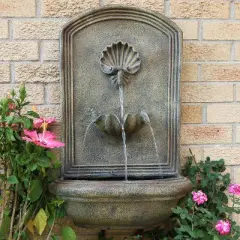 Sunnydaze 27"H Electric Polystone Seaside Outdoor Wall-Mount Water Fountain
