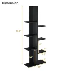 Costway Open Concept Bookcase Plant Display Shelf Rack Holder Wood Walnut\Brown