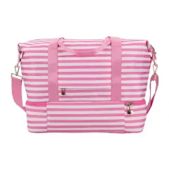 Hello Kitty Character 17" Pink & White Striped Duffle Bag