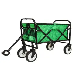 UBSSO Minimeetall Collapsible Outdoor Utility Wagon with Strapping System, Supports 225 lbs, Green Line