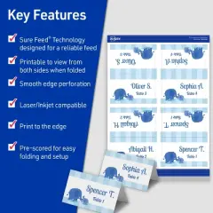 Avery Printable Tent Cards with Sure Feed Technology, 2" x 3.5", White, 160 Blank Place Cards for Laser or Inkjet Printers (5302)