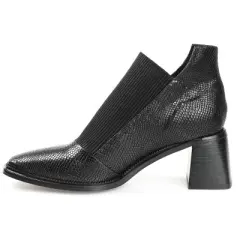 Journee Signature Womens Genuine Leather Stylla Square Toe Stacked Ankle Booties