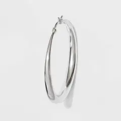 Silver Plated Graduated Hoop Earrings 50mm - A New Day&trade; Silver
